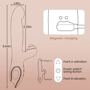 Yagoo Wiggling G Spot Vibrator with Clitoral Teaser Adult Vibrator Clitoris Nipple G-spot For Female Tease Dildo Stimulator Massager Vagina Masturbator Sex Toys for Women Couples