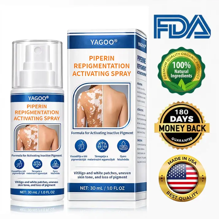 Wake up your skin’s natural colour with YAGOO® Piperine Repigment Activator Spray – formulated to activate dormant pigment cells and restore your true complexion.
