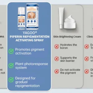 Wake up your skin’s natural colour with YAGOO® Piperine Repigment Activator Spray – formulated to activate dormant pigment cells and restore your true complexion.