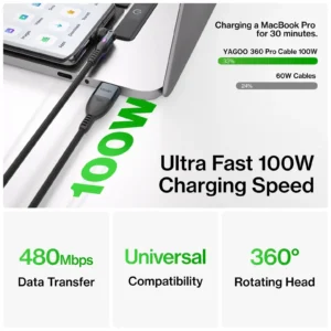 Yagoo® 360 Universal Rotating Charging Cable